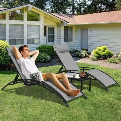 Aluminum Lounge Chair for Outside with 5 Adjustable Positions