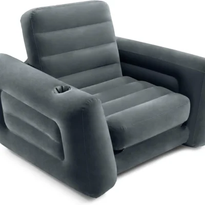 Inflatable Pull-Out Chair with Built-in Cupholder: Velvety Surface,