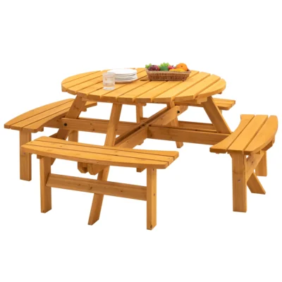 Heavy-Duty 8-Person Picnic Table - 2220lb Capacity Wooden Set