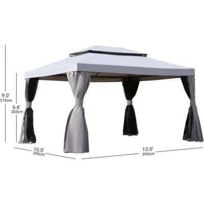 10x13 Gazebo with Mosquito Netting and Curtains Outdoor Patio Canopy