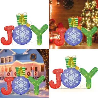 Illuminated Outdoor Christmas Gift Box Sign with Hanging Hook
