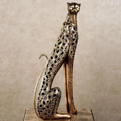 Wild Elegance Cheetah Sculpture Bronze Gold Large  23 Inches High