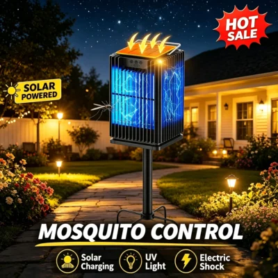 Solar Bug Zapper Outdoor Mosquito Zapper Cordless Waterproof Fly Zapper