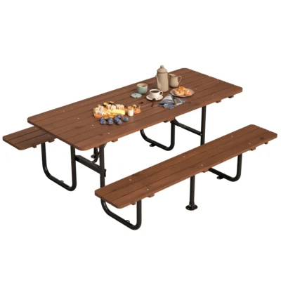 6-Person Outdoor Dining Table & Bench Set,