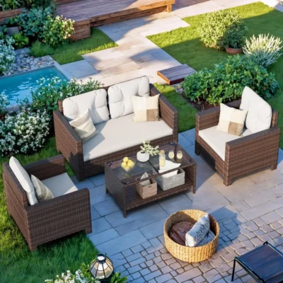 4pc Rattan Patio Furniture Set