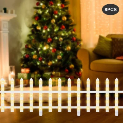 8-Pack LED Fence Lights, Warm White Light,