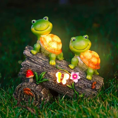 Garden Statue Solar Outdoor Decor Light, Turtle Garden Figurines Outdoor Decor,