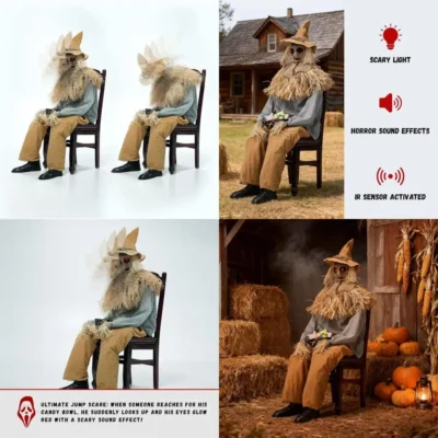 Sensor-Activated 4.5 Ft. Animated Scarecrow with Creepy Voice,